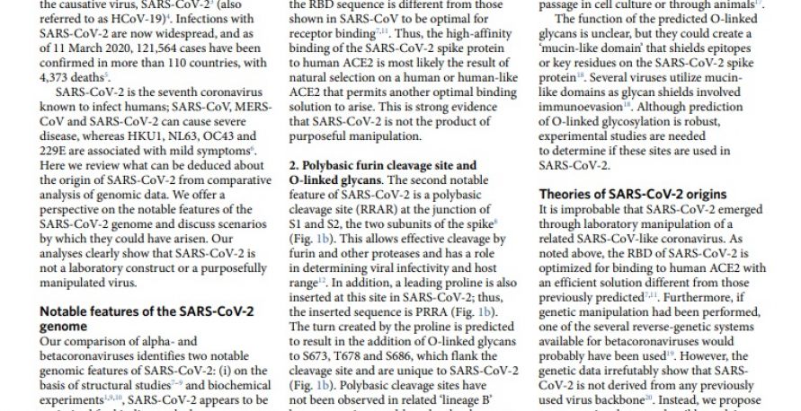 The proximal origin of SARS-CoV-2